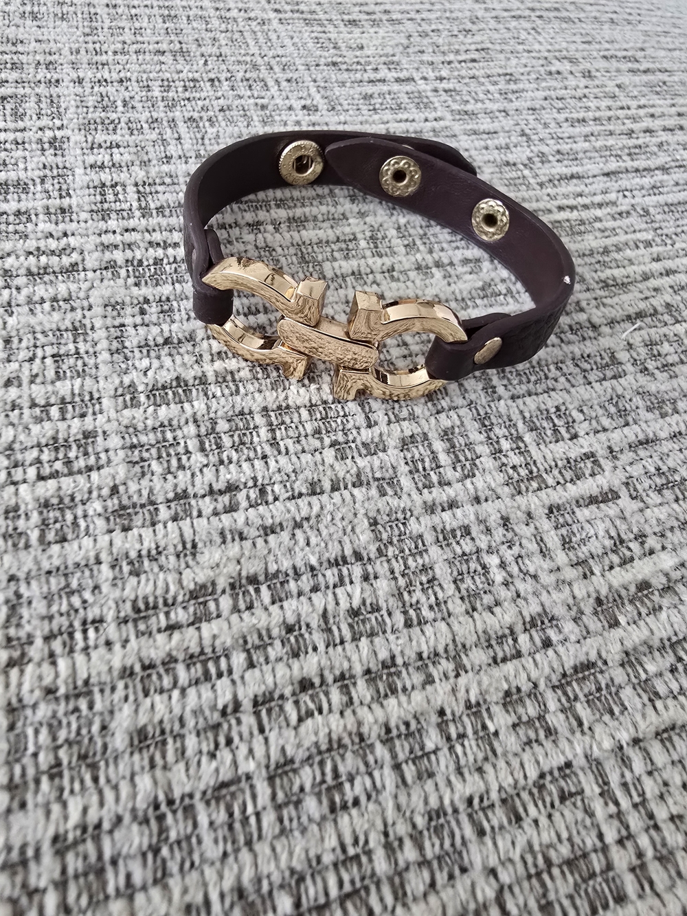 Gold-Accent Brown Leather Bracelet